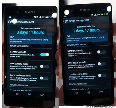 Sony Xperia Z et ZL : une gestion améliorée de la veille qui augmenterait nettement l'autonomie (CES 2013)