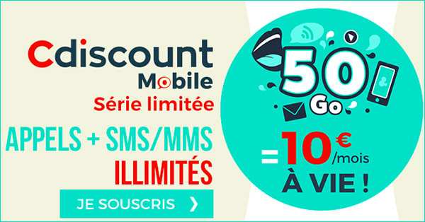 Cdiscount Mobile : le forfait 50 Go en promotion à 10 euros par mois à vie