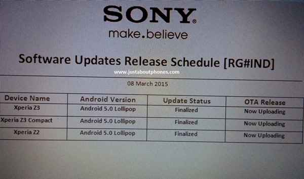 Sony bientôt prêt à débuter le déploiement de Lollipop sur les Xperia Z3 et Z2