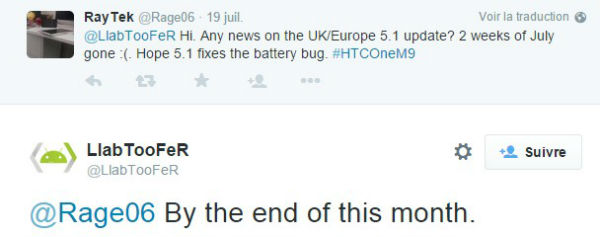Le HTC One M9 devrait être mis à jour vers Android 5.1 Lollipop avant la fin du mois