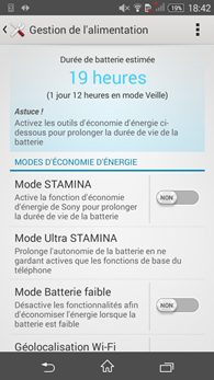 Sony Xperia E4g : STAMINA