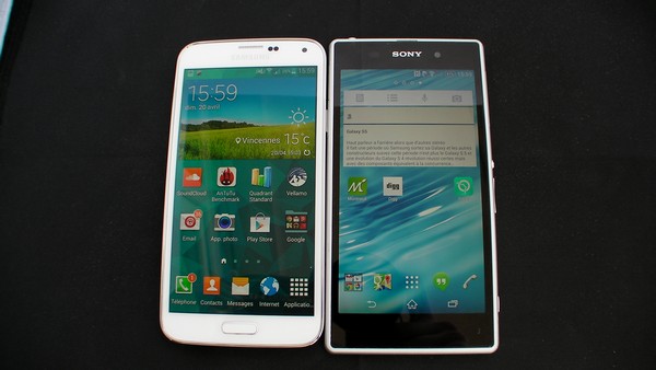 Samsung Galaxy S5 : comparatif écran Sony Xperia Z1