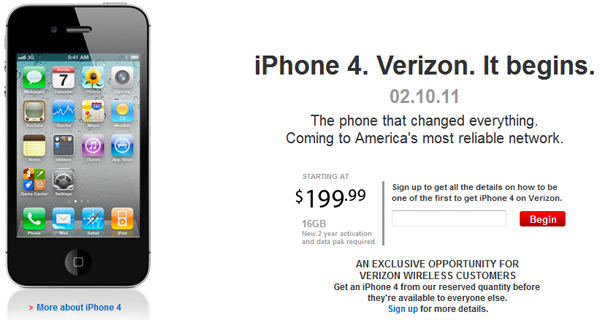 iPhone 4 CDMA chez Verizon Wireless