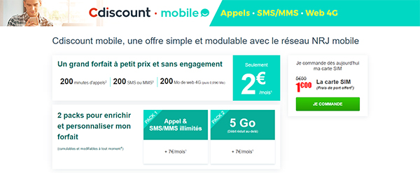 Cdiscount lance une offre mobile à 2 euros pour défier Free Mobile