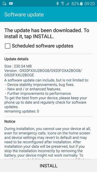 Samsung Galaxy S6 : seconde mise à jour à base d'Android 5.1.1 en cours de déploiement