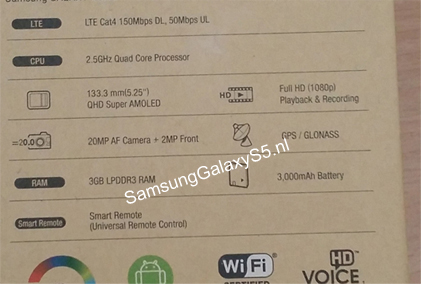 Samsung Galaxy S5 : la boîte du flagship prise en photo ?
