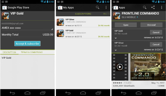 Les abonnements « in-app » font leur apparition sur Google Play (ex-Android Market)