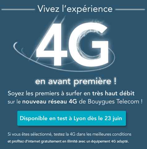 Bouygues Telecom recherche 100 clients pour tester la 4G à Lyon