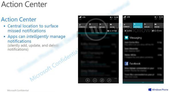 Le centre de notifications de Windows Phone 8.1 s’appellera Action Center