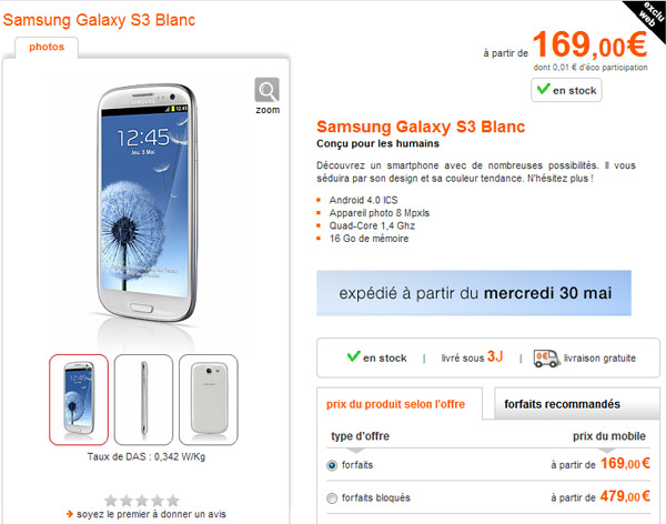 Le Samsung Galaxy S3 arrive chez Orange et Sosh