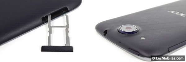 Acer Liquid Jade S : tiroir et appareil photo