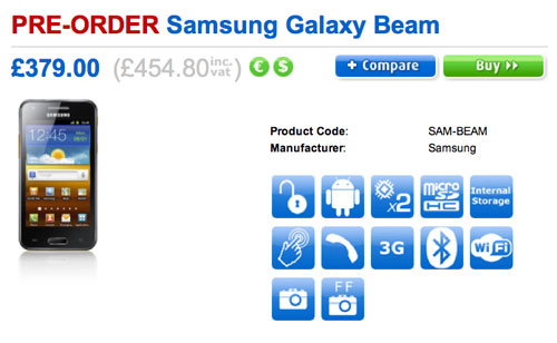Samsung Galaxy Beam : enfin un prix et l'ouverture des précommandes chez le grossiste Clover