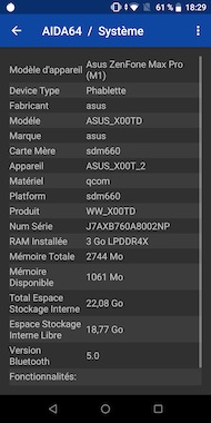 Asus ZenFone Max Pro (M1) système