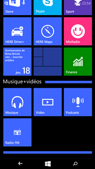 Microsoft Lumia 535 : écran d'accueil