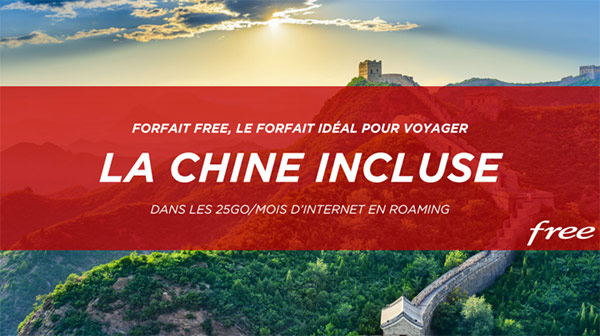 Free Mobile ajoute le roaming data depuis la Chine dans son forfait à 19,99 euros