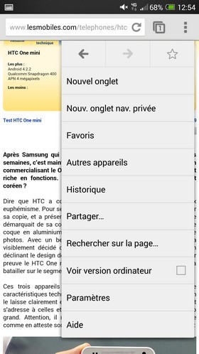 HTC One Max : navigateur Web