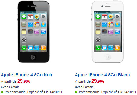 SFR propose l'iPhone 4 8Go à 29,90 euros
