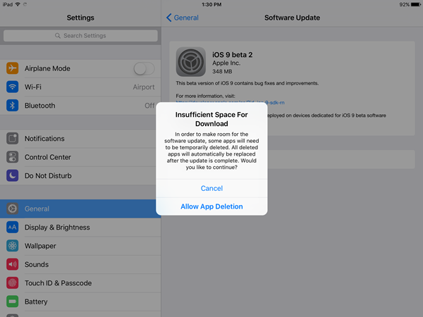 Avec iOS 9, la mémoire interne ne devrait plus être un frein aux mises à jour