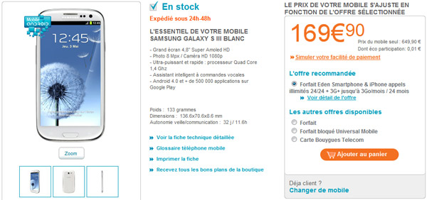 Bouygues Telecom baisse (déjà) le prix du Samsung Galaxy S3