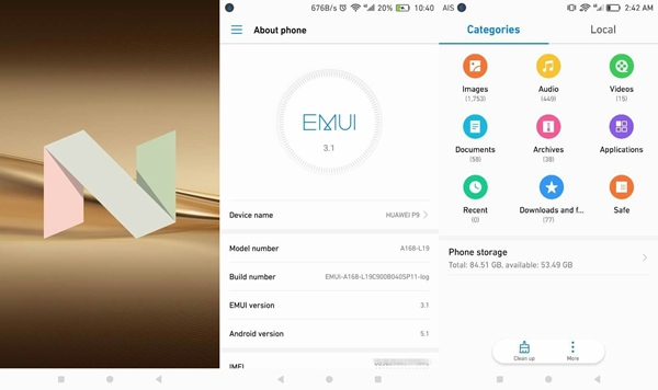 Huawei laisse échapper une bêta d'Android Nougat pour le P9