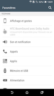 HTC One A9 interface