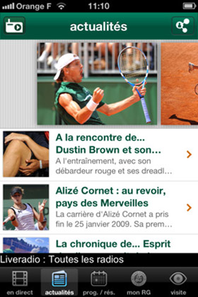 Orange : application mobile Roland-Garros 2012