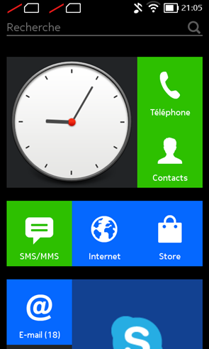 Nokia X : écran d'accueil