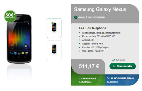 50 euros de réduction sur le Samsung Galaxy Nexus chez B&You