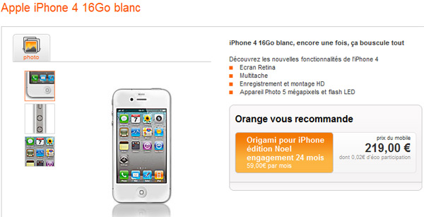Apple iPhone 4 blanc Orange
