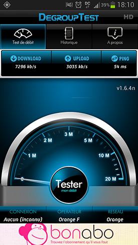 Samsung Galaxy S3 4G : speedtest