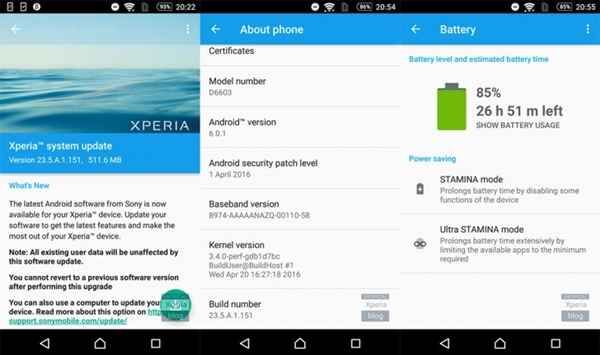 Sony Xperia : le mode STAMINA de retour sous Marshmallow, mais seulement en bêta