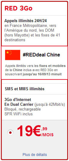 SFR RED : appels illimités vers la Chine, Hong-Kong et Taiwan (REDdeal)