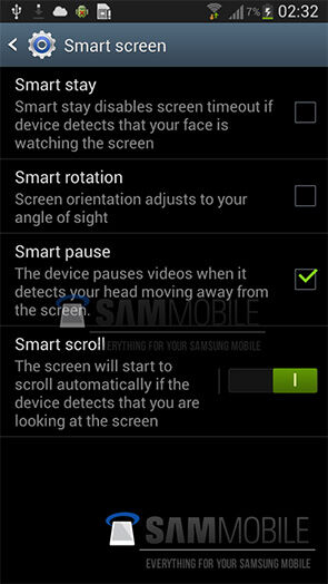 Samsung Galaxy S4 : les premières captures d'écran en fuite, dévoilent Smart pause, Smart scroll et Smart rotation