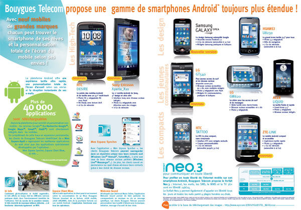 Bouygues propose 9 smartphones Android