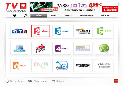 Pluzz arrive dans les Neufbox Evolution et les smartphones chez SFR 