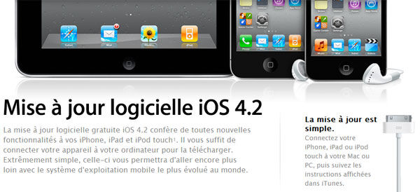 Apple iPhone : iOS 4.2 disponible