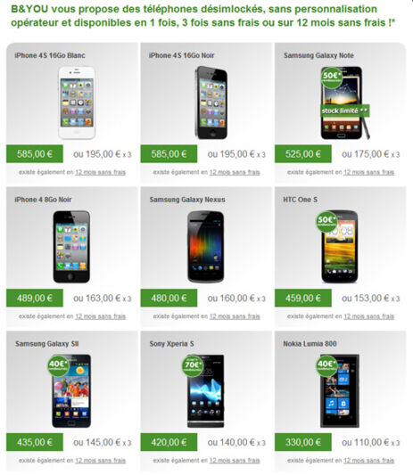 B&You baisse le prix de plusieurs mobiles