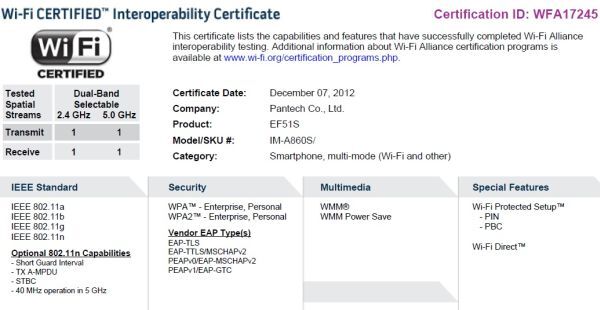 Pantech Vega IM-A860 : un smartphone Android Full HD 1080p de plus !