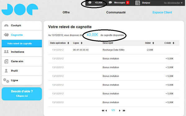 Joe Mobile a versé ses premières cagnottes (payback)