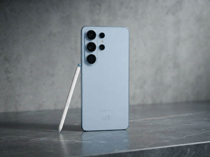 Samsung Galaxy S26 Ultra pose avec stylet intro