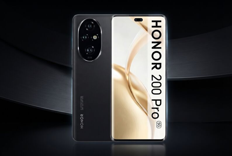 Smartphone posé sur un fond noir.