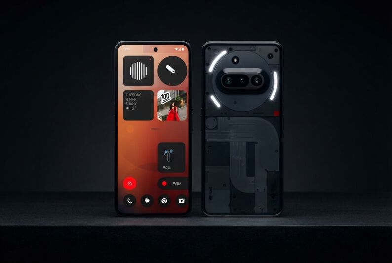 Smartphone posé sur un fond noir uni.