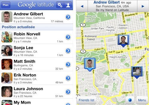 Google Latitude sur iPhone