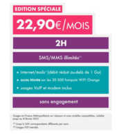 Sosh : le nouveau forfait 2h à 22,90 € avec 1 Go de data