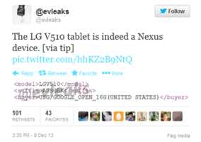 LG-V510 : il s'agirait bien d'une tablette Nexus