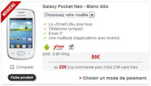 Samsung Galaxy Pocket Neo chez Free Mobile
