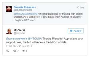 Le HTC One M8 sera mis à jour vers Android M