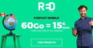 SFR : un forfait mobile RED à 15 euros avec 60 Go + 15 Go depuis l'Europe, les USA et le Canada