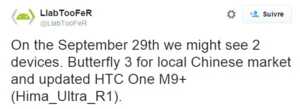 HTC : un Butterfly 3 et une nouvelle variante du One M9+ pour le 29 septembre ?