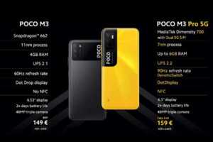 Comparatif et différences entre les Poco M3 et Poco M3 Pro